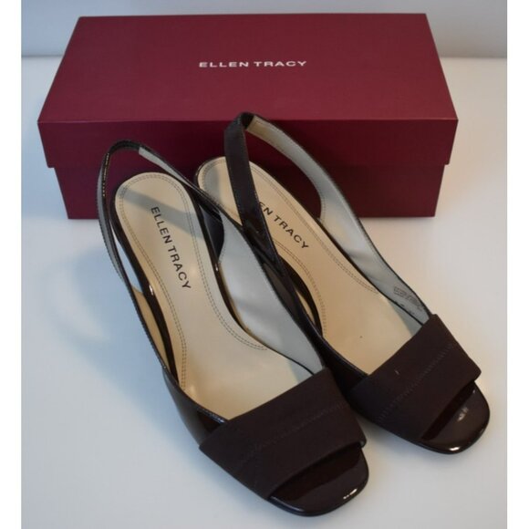Ellen Tracy Chocolate Platform Heels Square Toe Size 9 New in Box ET-Jess - Picture 1 of 12